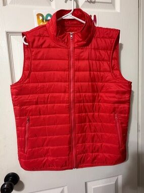 Women's Quilted Red Puffer Vest - Lightweight Sleeveless Jacket